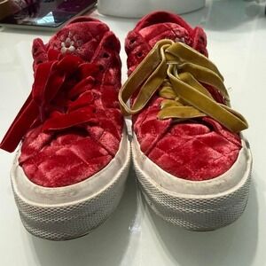Converse red velvet trainers, Size US 10